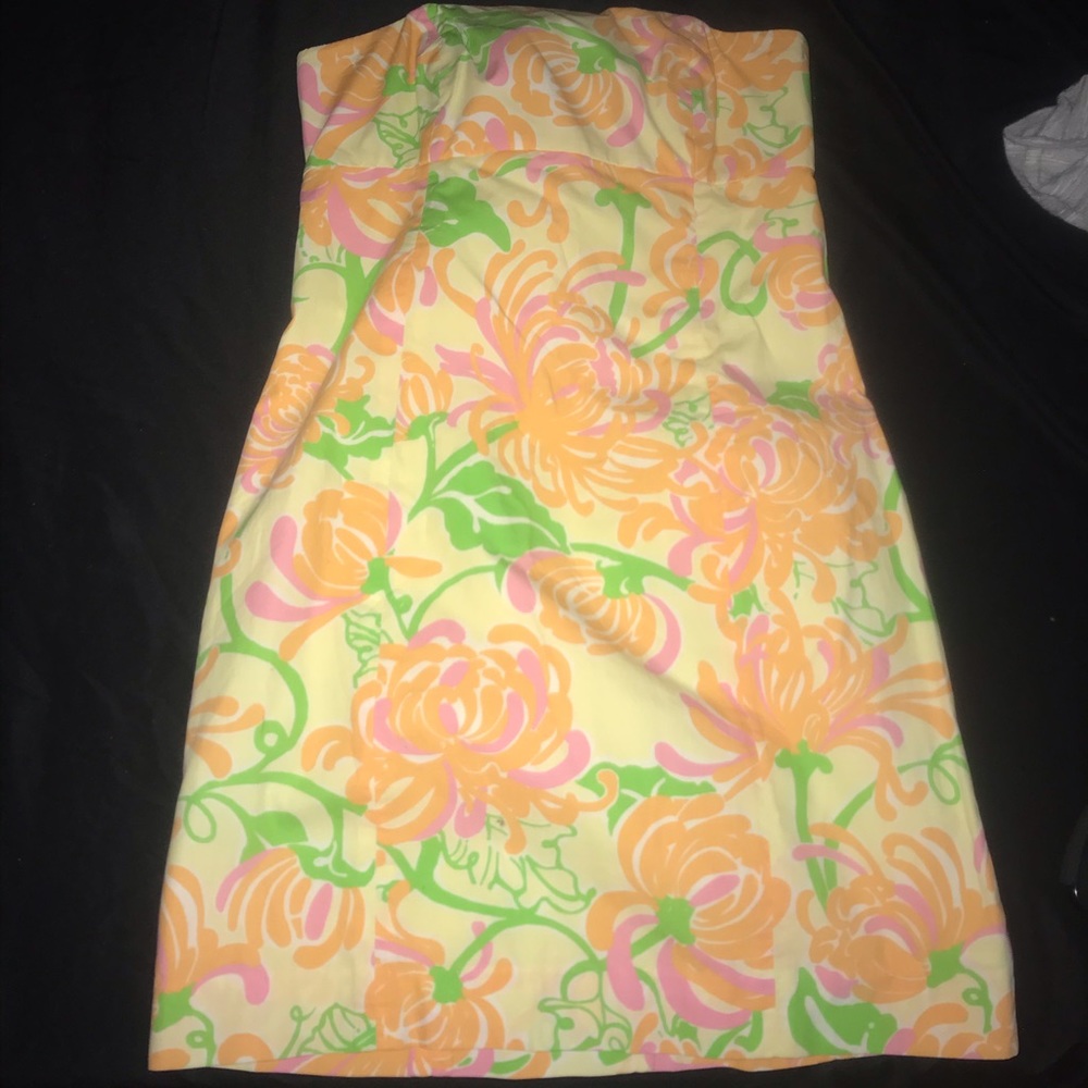 Lilly Pulitzer Yellow Strapless Dress Size 2